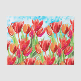Tulpenpapier mit roten Frühlingsfalten Seidenpapier