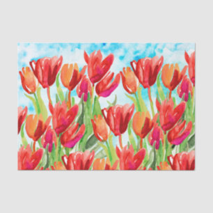 Tulpenpapier mit roten Frühlingsfalten Seidenpapier