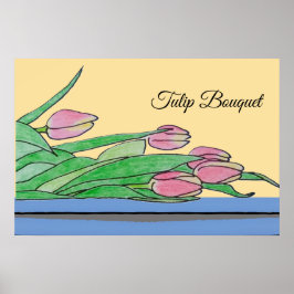 Tulpenstrauß auf einem Tisch Poster