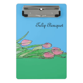 Tulpenstrauß liegt  mini klemmbrett