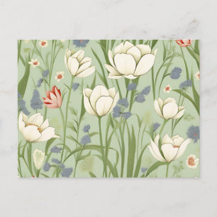 Tulpenwiese in Salbeigrün Postkarte