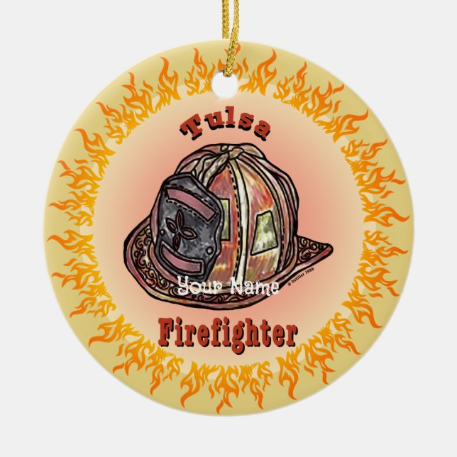 Tulsa Feuerwehrschmuck Keramik Ornament (Vorne)