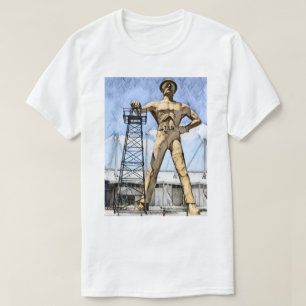 Tulsa Golden Driller Statue Aquarellmalerei T-Shirt