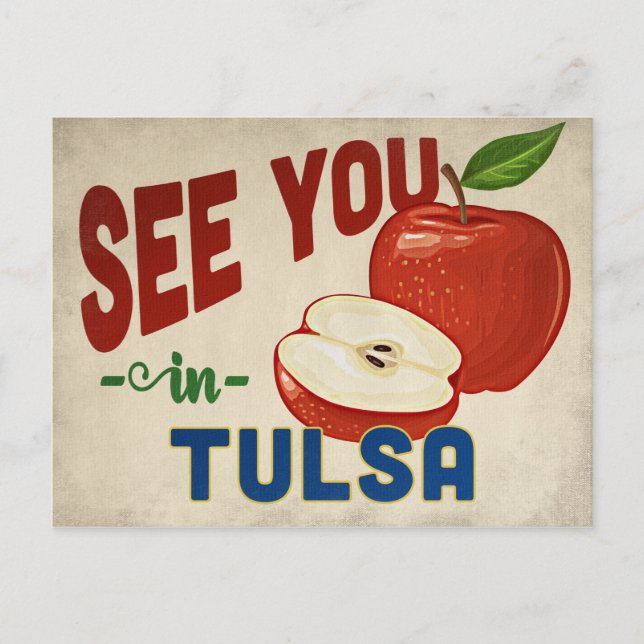 Tulsa Oklahoma Apple - Vintage Travel Postkarte (Vorderseite)