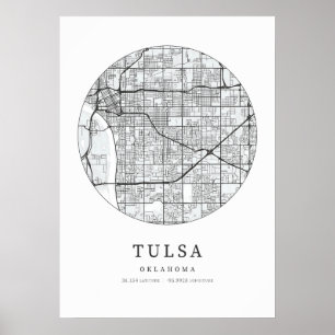 Tulsa Oklahoma City Map Poster