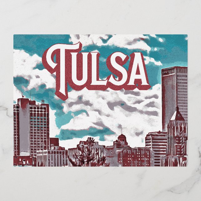 Tulsa Oklahoma Folien Feiertagspostkarte (Vorderseite)