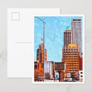 Tulsa Oklahoma Schöne Ölmalerei Stadt Postkarte