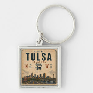 Tulsa Route 66 Wichtige Koordinaten Reisender Schlüsselanhänger