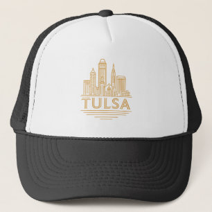 Tulsa Skyline   Art Deco Line Art City Design Truckerkappe