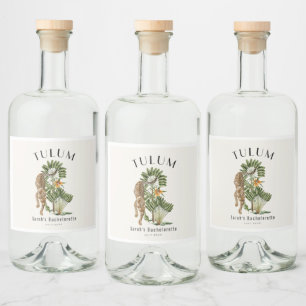 Tulum Leopard Tropical Bachelorette Wochenende Alkoholflaschenetikett