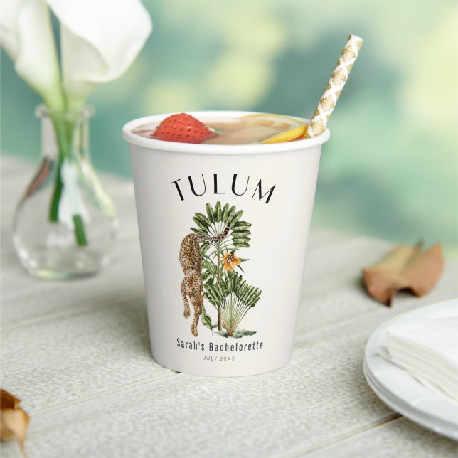 Tulum Leopard Tropical Bachelorette Wochenende Pappbecher (In Situ)