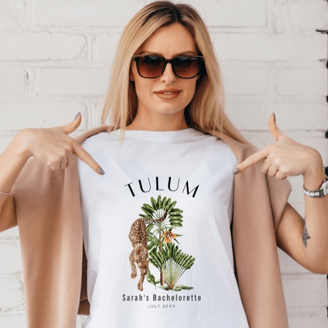 Tulum Leopard Tropical Bachelorette Wochenende T-Shirt (Von Creator hochgeladen)