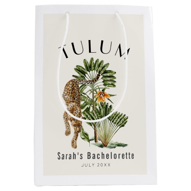Tulum Leopard Trpopsus Bachelorette Weekend Mittlere Geschenktüte (Vorderseite)
