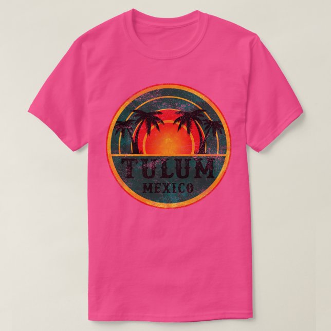 Tulum Mexico Beach Vintag Retro Sunset T-Shirt (Design vorne)