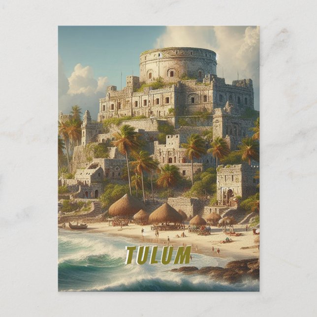 Tulum Mexico Landscape Vintage Reise Postkarte (Vorderseite)