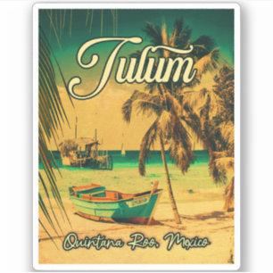 Tulum Mexico Palm Tree Vintage Reise Souvenir Aufkleber