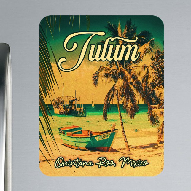 Tulum Mexico Palm Tree Vintage Reise Souvenir Magnet (Von Creator hochgeladen)