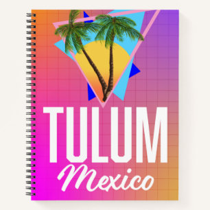 Tulum Mexico Retro Reiseplakat. Notizbuch