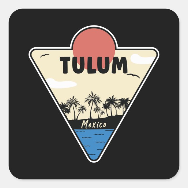 Tulum Mexico Seashore Quadratischer Aufkleber (Vorderseite)