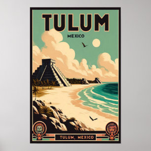 Tulum Mexico Vintage Travel Poster