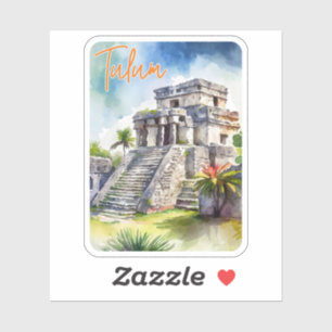 Tulum Mexico Watercolor Aufkleber
