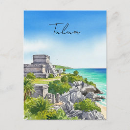 Tulum Mexico Watercolor Postkarte