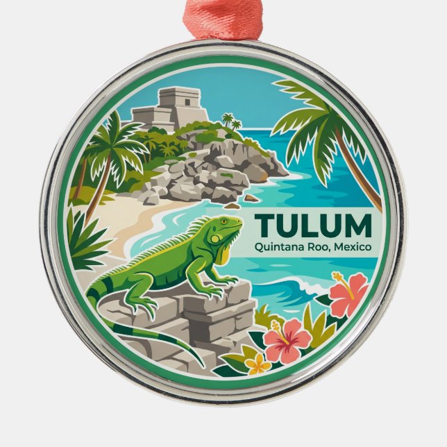 Tulum Mexiko Ornament Aus Metall (Vorne)