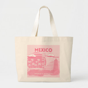 Tulum, Mexiko, Reisekunst, rosa Kunst Jumbo Stoffbeutel