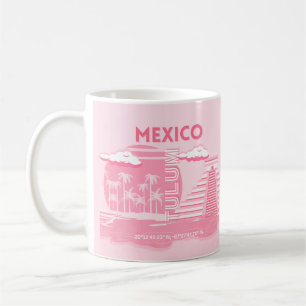 Tulum, Mexiko, Reisekunst, rosa Kunst Kaffeetasse