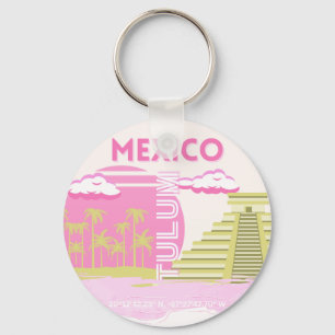 Tulum, Mexiko, Reisekunst, Rosa Schlüsselanhänger