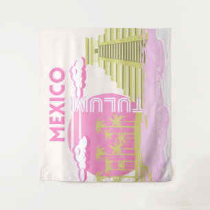 Tulum, Mexiko, Reisekunst, Rosa Wandteppich