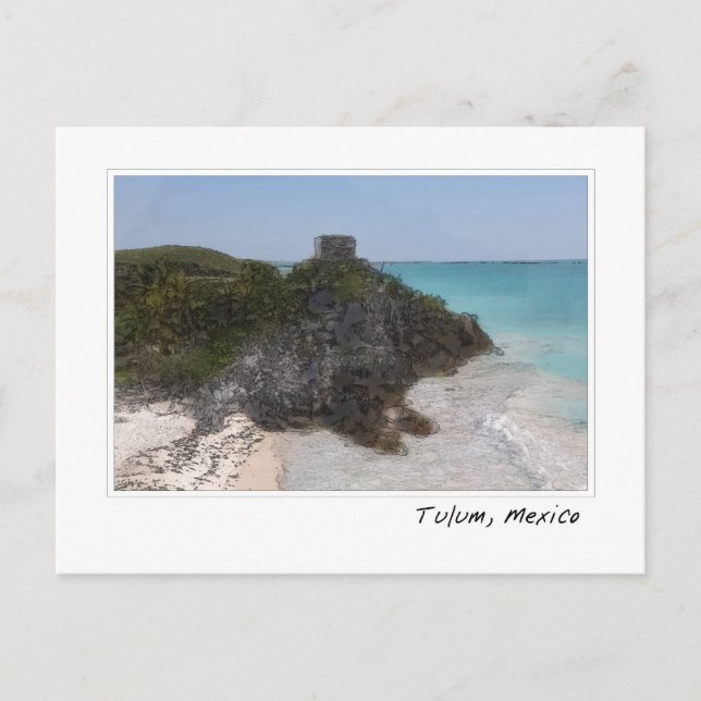 Tulum Mexique Maya Ruin Ocean Carte postale (Devant)