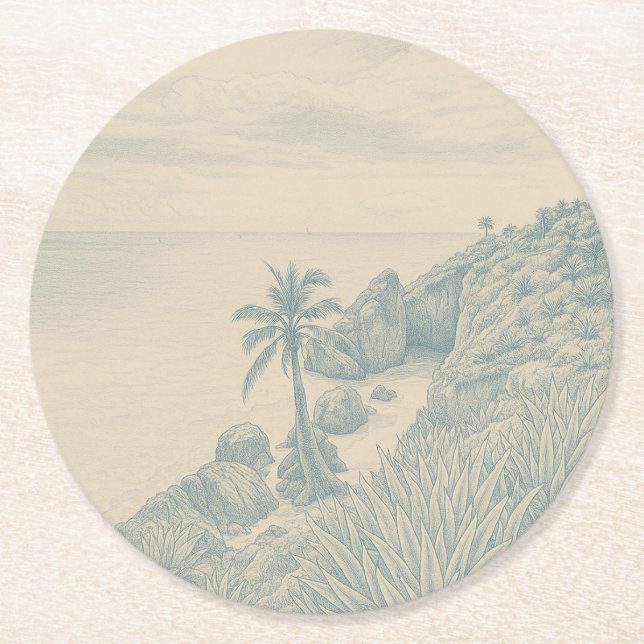 Tulum Paper Coaster Runder Pappuntersetzer (Vorderseite)