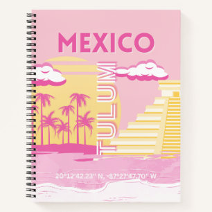 Tulum, Reisekunst, Preppy Art, Pink Notizbuch