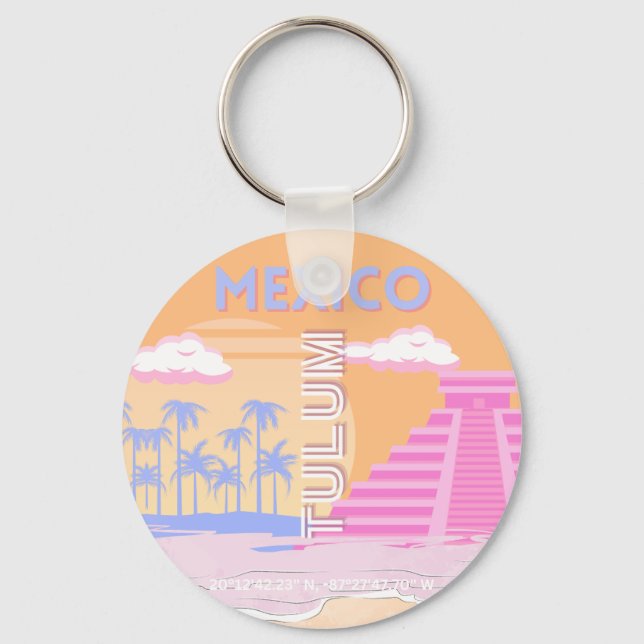 Tulum, Travel Art, Preppy Schlüsselanhänger (Vorderseite)