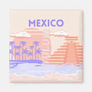 Tulum, Travel Art, Retro Art Magnet