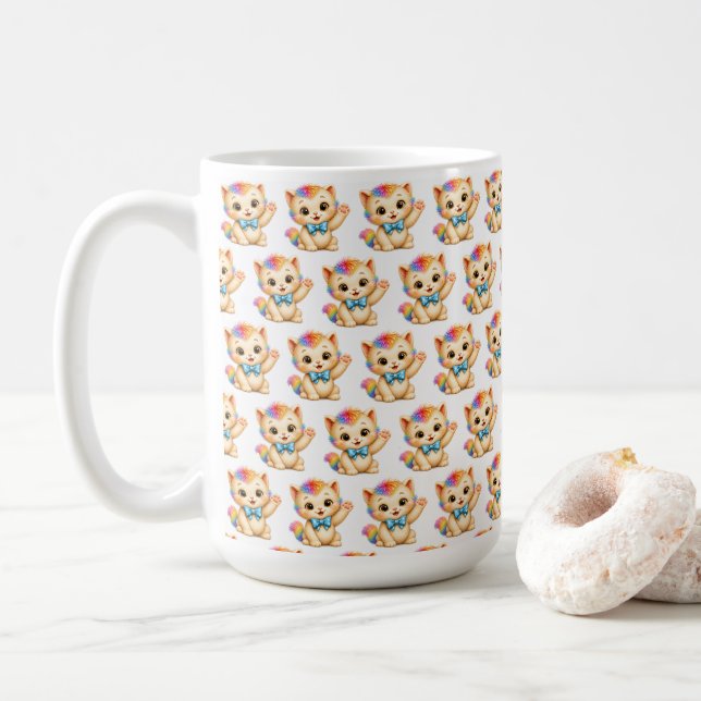 Tumble das Kätzchen Regenbogen  Kaffeetasse (Mit Donut)