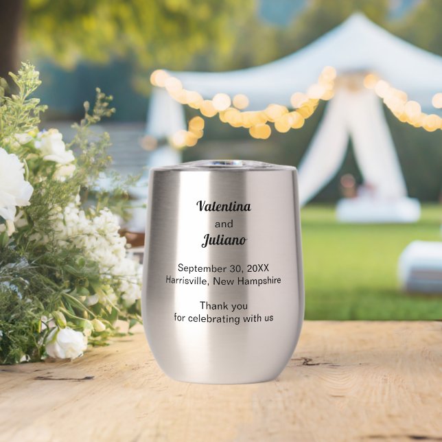 Tumbler à vin de mariage en acier inoxydable noir  (Mariage (pivoté))