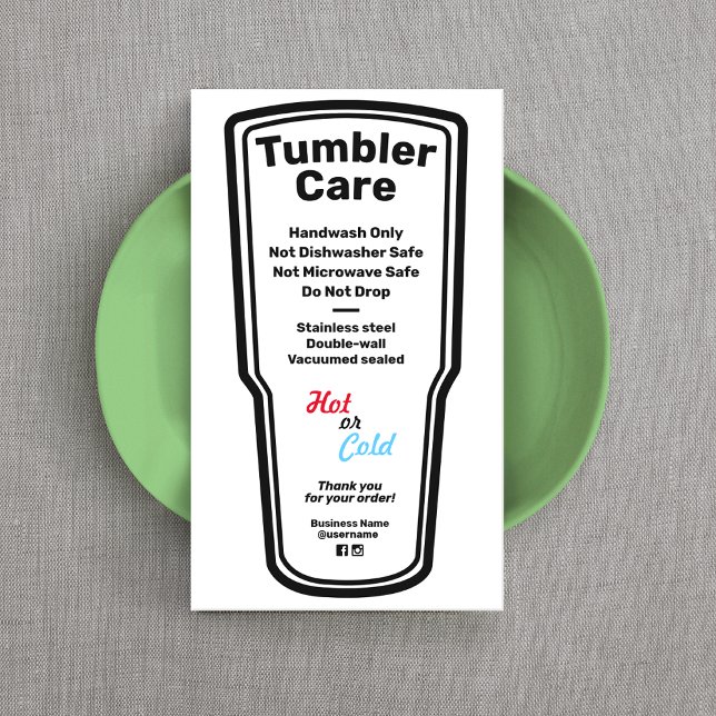 Tumbler Care Instructions Business Card Visitenkarte (Von Creator hochgeladen)