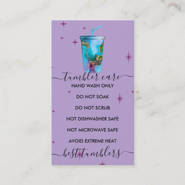 Tumbler care lila visitenkarte (Vorderseite)