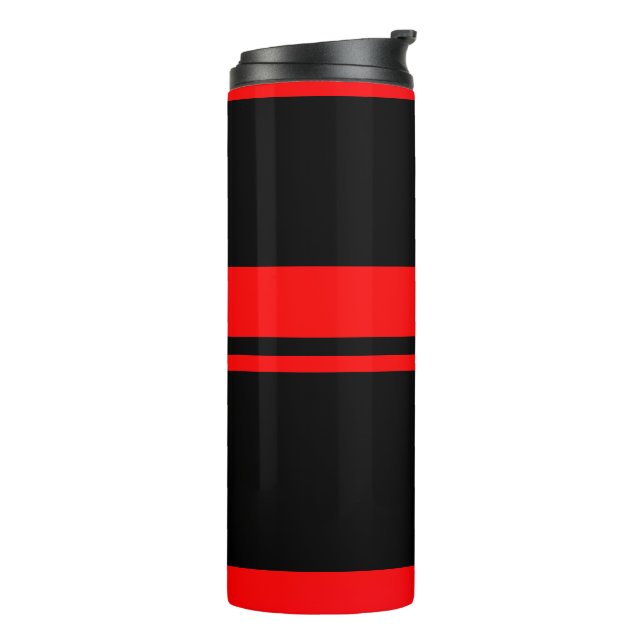 Tumbler mit schwarzen und roten Streifen Thermosbecher (Nach links gedreht)