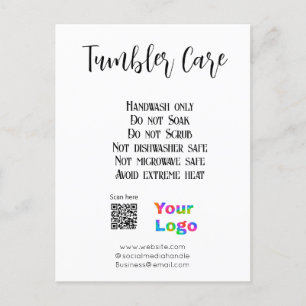 Tumbler Pflegeanweisungen fügen Firmenlogo hinzu Postkarte