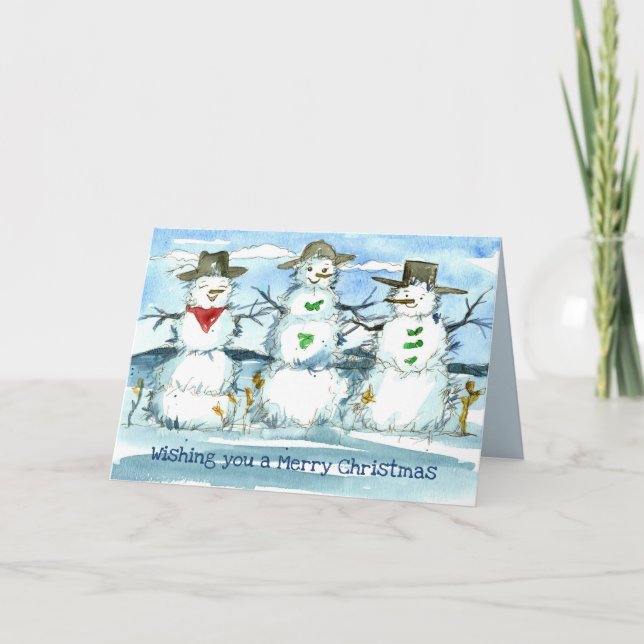 Tumbleweed Snowman Frohe Weihnachten Karte (Vorderseite)