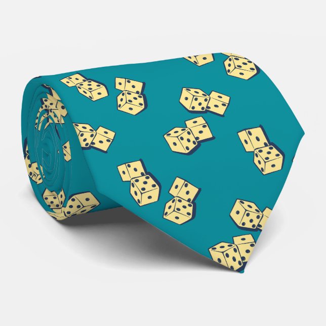 Tumbling Dice Gambling Aquamarin zweiseitig Krawatte (Gerollt)