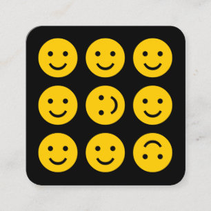 Tumbling Emojis - Amber auf schwarz Quadratische Visitenkarte