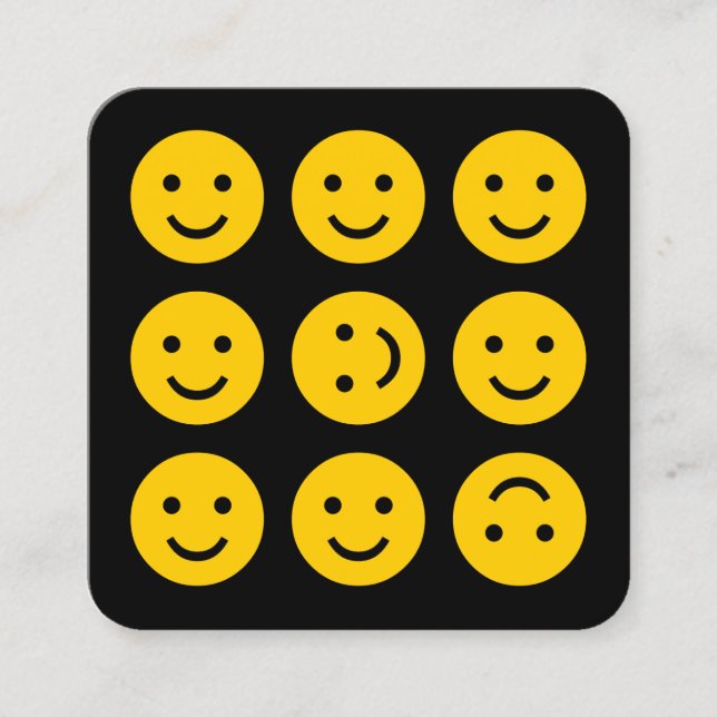 Tumbling Emojis - Amber auf schwarz Quadratische Visitenkarte (Vorderseite)