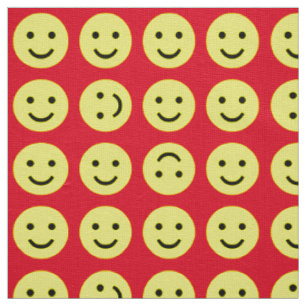 Tumbling Smileys - Gelb Schwarz und Rot Stoff