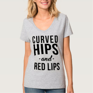Tumblr-T - Shirt Gesenkelte Hüften und rote Lippen