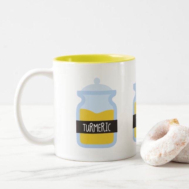 Tummergelbes Gewürz Zweifarbige Tasse (Mit Donut)