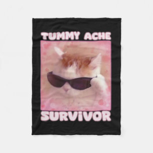 Tummy Ache Survivor Cat Funny Fleecedecke